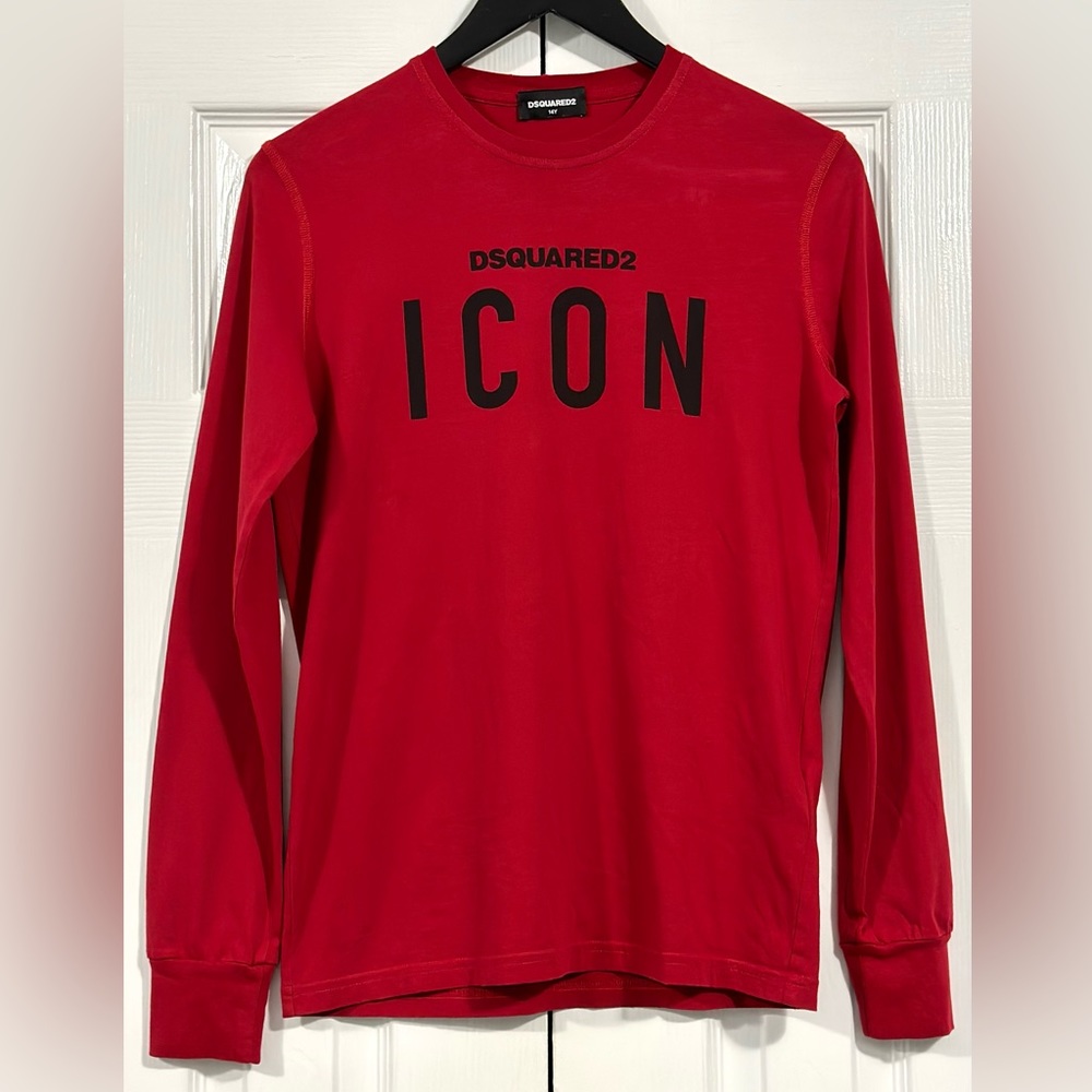 EUC DSquared2 ICON Size 14Y Big Boys Red Tee Long Sleeve